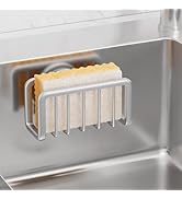 TAILI Sponge Holder for Kitchen Sink with Strong Suction Cup, Rustproof Aluminum Sink Caddy for S...