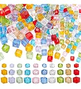PH PandaHall 300pcs Crystal Glass Cube Beads 10 Colors Transparents Square Beads 4/6/7mm Colorful...
