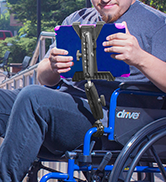 Tablet Clamped on Wheelchair