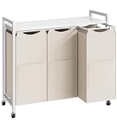 HOOBRO Laundry Sorter 3 Section, Laundry Hamper with Wheels, 3 × 11.5 Gal (43.4L), Rolling Laundr...