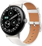 Miimall Leather Band for Google Pixel Watch 4/3 45mm Bands for Men Women, Quick Release, Soft Gen...