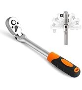 wanlvkang 3/8 Drive Flex Head Ratchet, 72-Tooth 3/8 Ratchet Flex-Head Wrench with Quick-release a...
