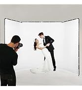 GSKAIWEN 7.87ft x 13.12ft White Screen Backdrop with Stand, Portable Large Wrinkle-Resistant Coll...