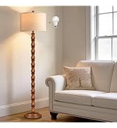 63.5" Rustic Floor Lamp for Living Room, Farmhouse Floor Lamp with Rotary Switch &amp; Linen Shade, V...