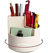 Desk Pencil Pen Holder, 3 Slots 360-Degree Spinning Organizers, Desktop Storage Stationery Suppli...