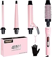 4 in 1 Curling Wand Set - SIQUER Curling Iron Set with Clamp Thermal Brush Beach Waves Wands 1/2 ...