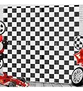 PreJoyStar 2 PCS Race Car Foil Fringe Curtains 3.3 x 6.6 Ft, Birthday Party Decorations Black Whi...