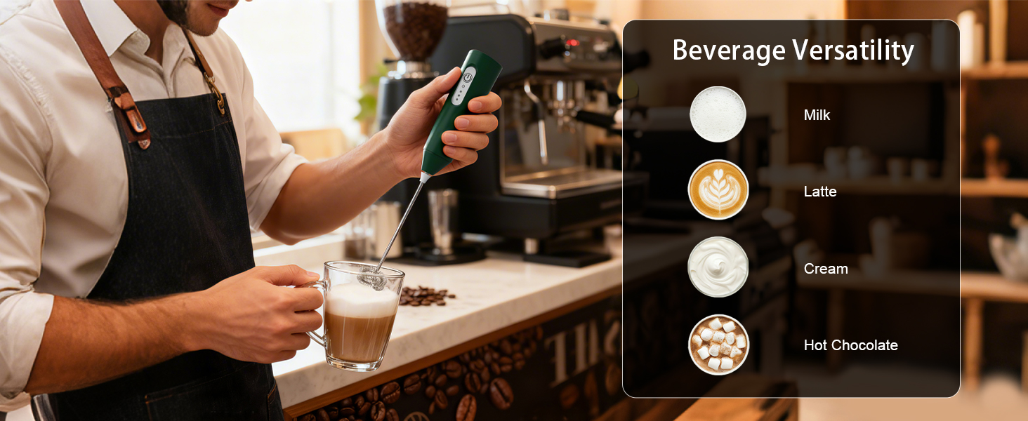 Rechargeable Milk Frother Handheld, 3 Speeds Electric Whisk Drink Mixer, Type-C Charging BPA Free