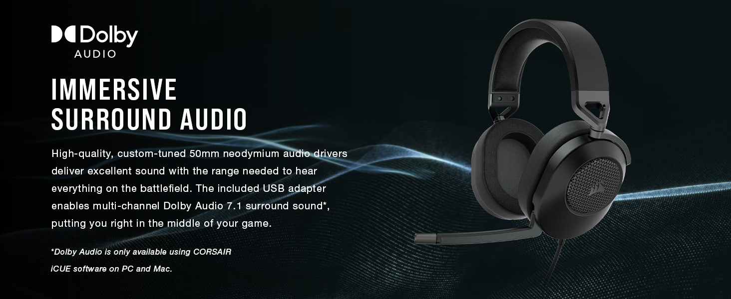 surround headset, dolby headset, dolby audio headset, 7.1 surround sound