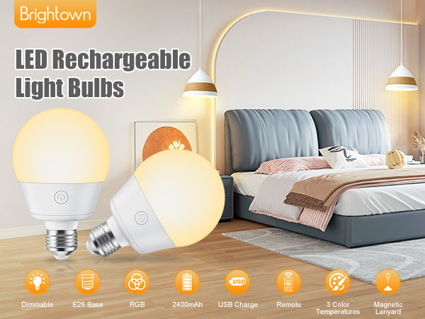 Brightown E26 Rechargeable Bulb 