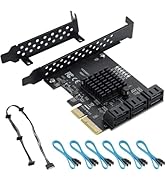 YBBOTT SATA 6 Port Card with 6 SATA Cables PCI Express 4X SATA Controller PCI Expansion Card SATA...