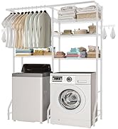 VEVOR Over The Washer and Dryer Storage Shelf, 6 Tier Laundry Room Drying Rack with Hanger Rod an...