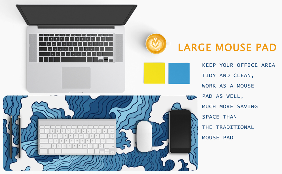 blue white japanese wave mousepad