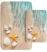 Britimes Beach Starfish Sea Shell Ocean Bathroom Rug Mat Set of 2,Washable Cover Floor Rug Carpet...