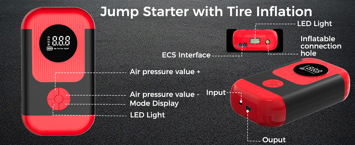 portable air compressor and jump starter