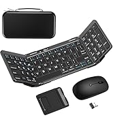 Foldable Keyboard and Mouse, EDJO Folding Wireless Keyboard Mouse Combo with Portable Case, 2.4G ...