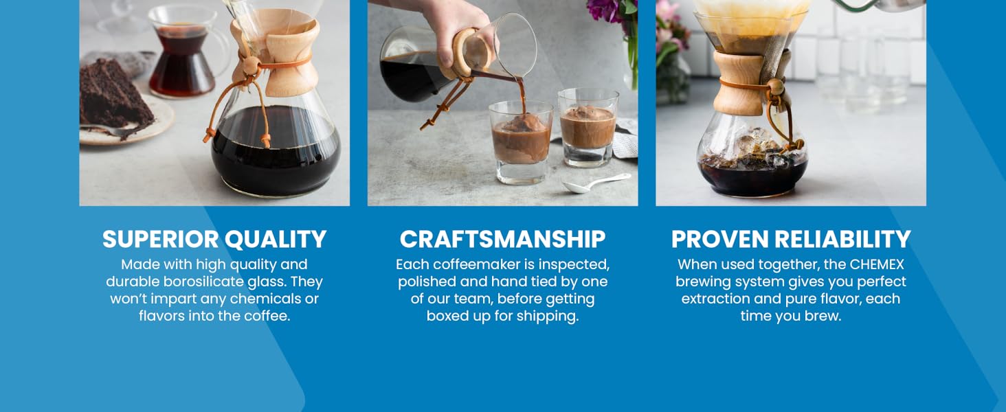 chemex coffee maker pour over brewer filters carafe glass kettle reusable classic drip coffee
