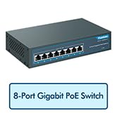 YuanLey 8 Port Gigabit PoE Switch, 8 PoE+ Ports 1000Mbps, 120W 802.3af/at, Metal Fanless Unmanage...