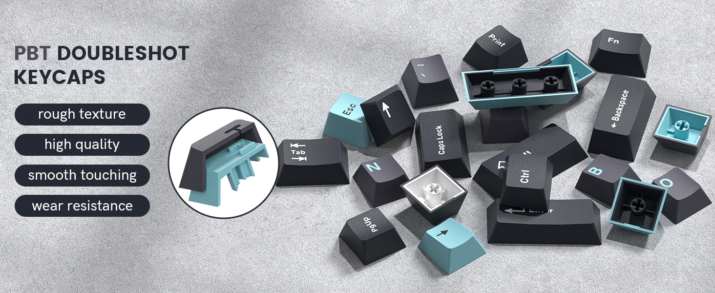 womier double shot pbt keycaps 138 keys dark blue keycap set cherry profile keyboard key caps