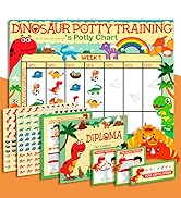 Potty Training Chart for Toddlers, Dinosaur Design Reward Chart - 194 Cool Stickers, 2 Fun Crowns...