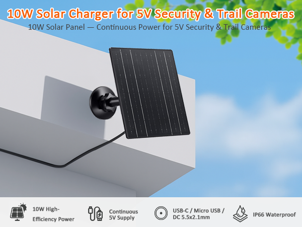 10W solar panel for camera