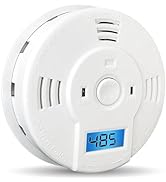 Shackcom Combination Smoke and Carbon Monoxide Detector, 5-Year Battery Smoke Alarm with LCD Disp...