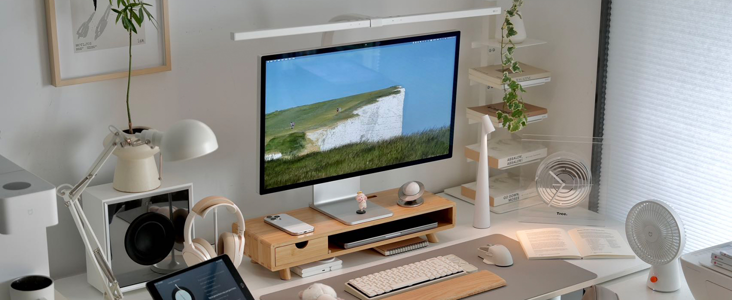 ROCDEER Bamboo Monitor Stand Riser with Drawer