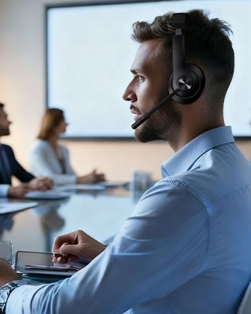 wireless headset with mic for work bluetooth computer headphones office call center lightweight