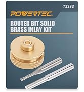 POWERTEC Solid Carbide Downcut Spiral Router Bits 1/4 Shank with Router Bushing, Collar &amp; Alignme...