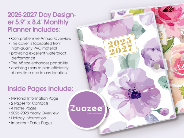 A5 Floral Monthly Planner 2025-2026