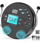 2000mAh Rechargeable Discman CD Player: Walkman CD Player with Bluetooth with FM Transmitter,Buil...