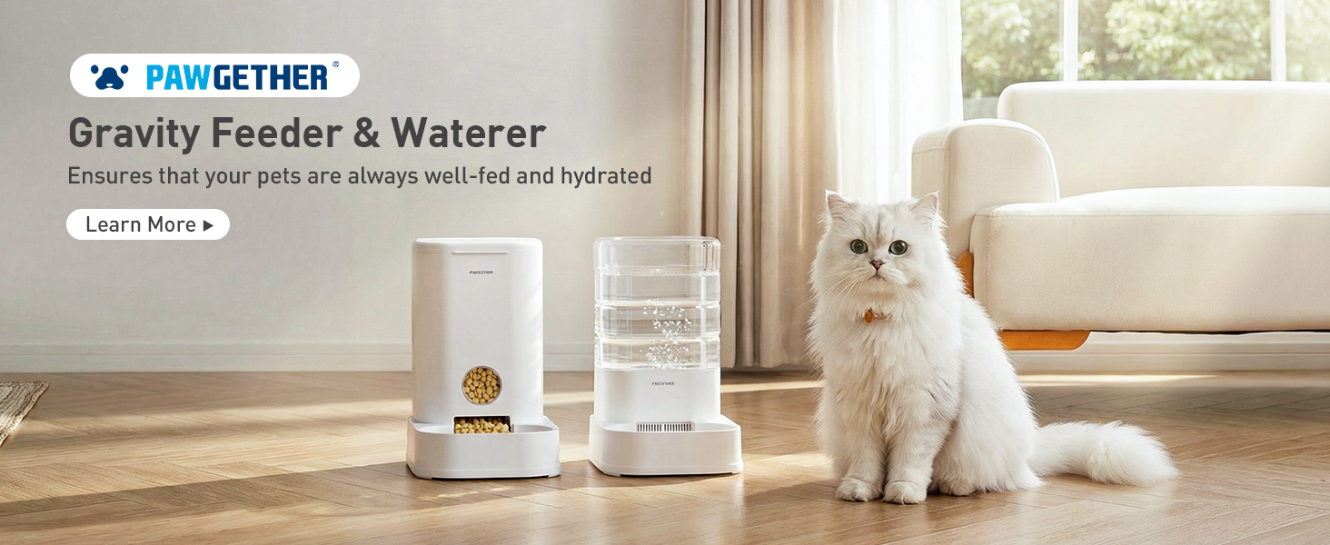 cat food and water dispenser set