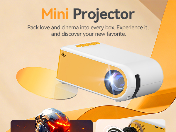 Portable Yellow and White Mini Projector for Home Theater Experience