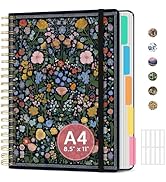 Large Lined Spiral Journal for Women Cute Hardcover 5 Subject Notebook for Work 8.5" x 11" with R...
