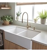 Sinkology Turner Crisp White Fireclay 33" Double Bowl Farmhouse Apron Front Undermount Kitchen Sink