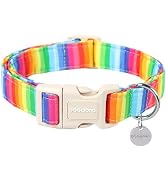 DOGWONG Cotton Dog Collar, Rainbow Dog Collar Durable Soft Natural Fabric Pet Dog Collar Cute LGB...