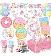 Sweet One Birthday Party Decorations Includes Plates, Napkins, Cups, Cutlery, Cake &amp; Cupcake Topp...