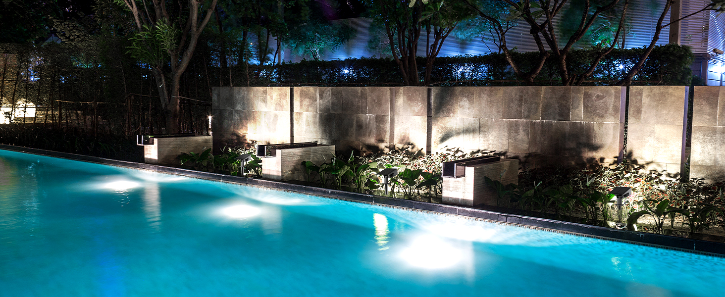 The pool and poolside views are even more beautiful in the light at night.