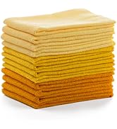 BINO Yellow Ombre 15x15 Inches Microfiber Cleaning Towel Set - Ultra Absorbent Cleaning Towels - ...