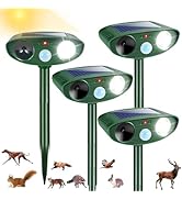 4 Pack Solar Ultrasonic Animal Repeller Outdoor Cat Deer Repellent Devices with Strobe Light,Anim...