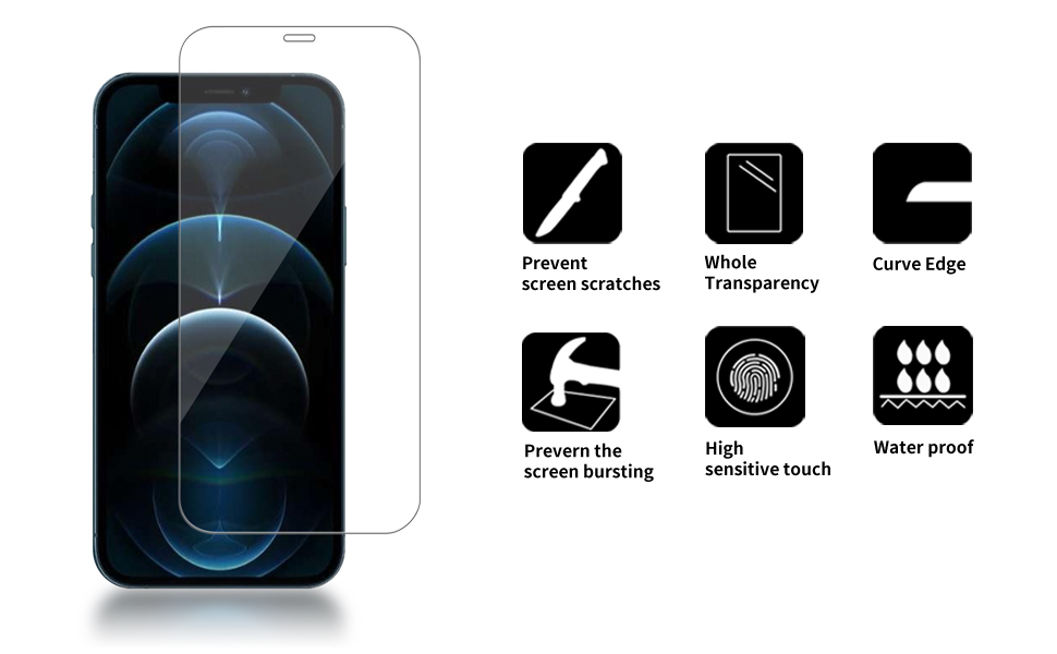 iCsapr 4 Pack Glass Screen Protector iPhone 12/12 Pro 2020 [6.1 Inch] HD Screen Tempered Glass