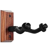 WINGO Guitar Wall Mount Hanger, Black Walnut Wood Guitar Wall Hanger Hook Holder Stand with Screw...