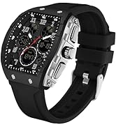 findtime Designer Watches for Men Unique Rectangle Dial White Wristwatch with Digital Analog Dual...