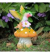 Smadeer Hummingbird Stand on Mushroom for Garden Decorations,Hummingbird Statue for Outdoor Backy...