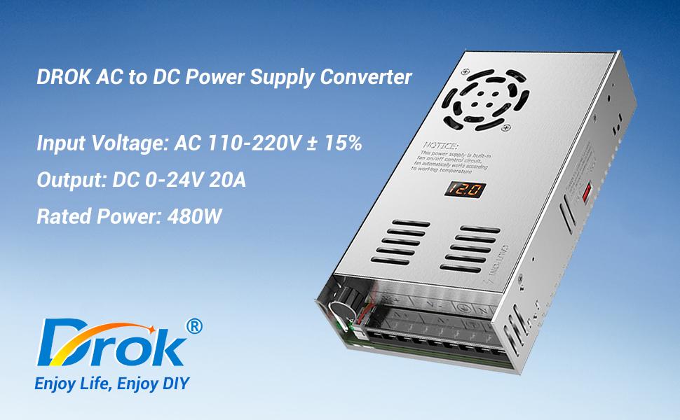 DROK AC to DC Power Supply Converter