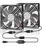 WDERAIR 120mm Computer Case 5V USB Powered Fan, Small Silent Flat Cooler with Speed Controller fo...