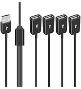 Duttek USB Splitter 1 in 4 Out (1Ft/30cm), USB Splitter 1 Male to 4 Female Extension Cable, Multi...