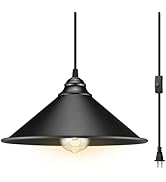 LYOOWNG Plug in Pendant Light, Bigger Hanging Lights with Plug in Cord On/Off Switch, 13FT Indust...