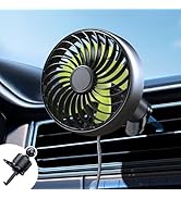 USB Car Vent Fan with Hook Mount, Quiet High-Speed Brushless Motor, Secure Vent Clip Portable Fan...