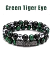 2Pcs Triple Protection Bracelet,Natural Tigers Eye Black Obsidian and Hematite 8 MM Beads Bracele...